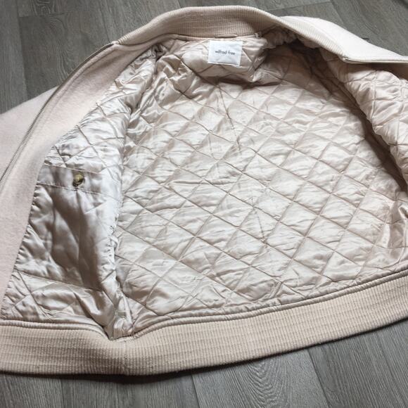 Aritizia Wilfred Free Insulated Merino Wool Bomber Jacket Tan Cream Rib Trim M - Picture 10 of 10